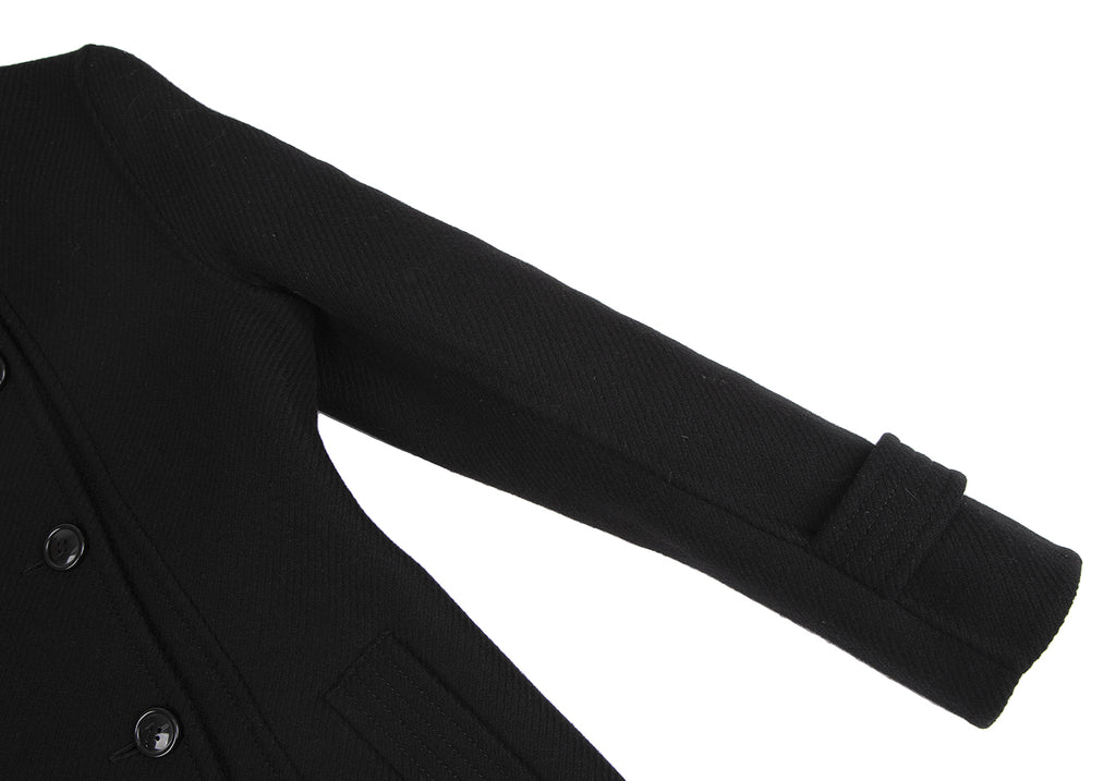 TOMORROWLAND BALLSEY JAPAN. Black Wool Stand Collar Double Coat