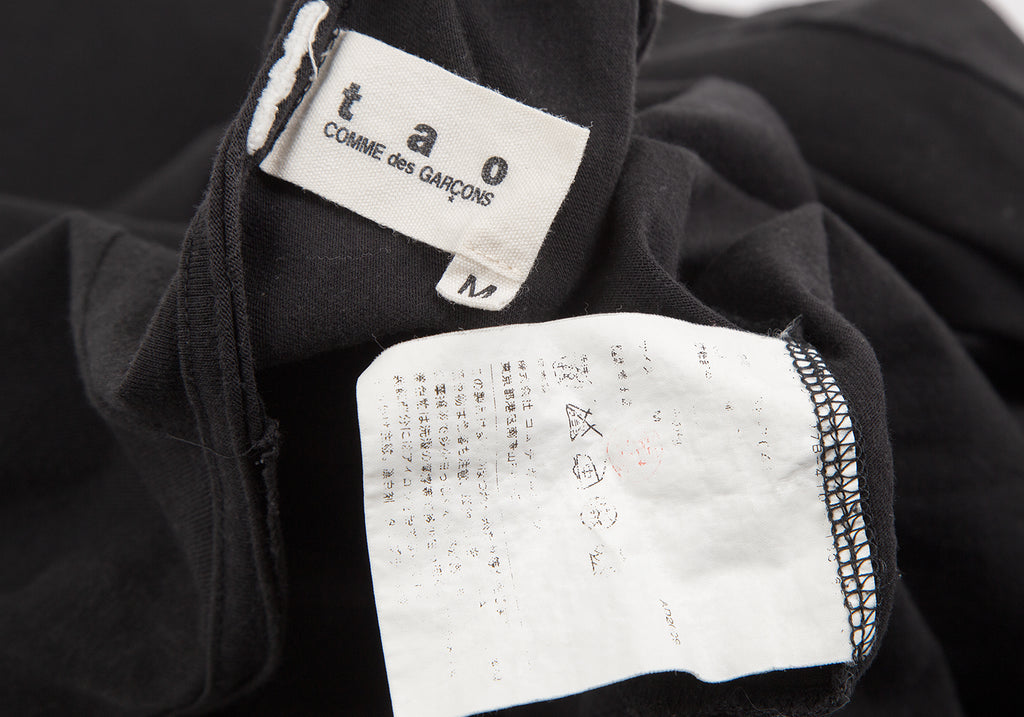 COMME des GARCONS JAPAN. TAO. Black Mesh Pasteed Raglan Dress