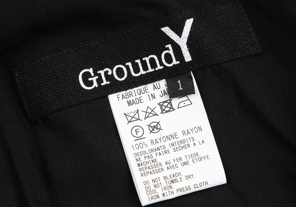 YOHJI YAMAMOTO JAPAN. Ground Y Flap Layer Rayon Black Shirt Dress