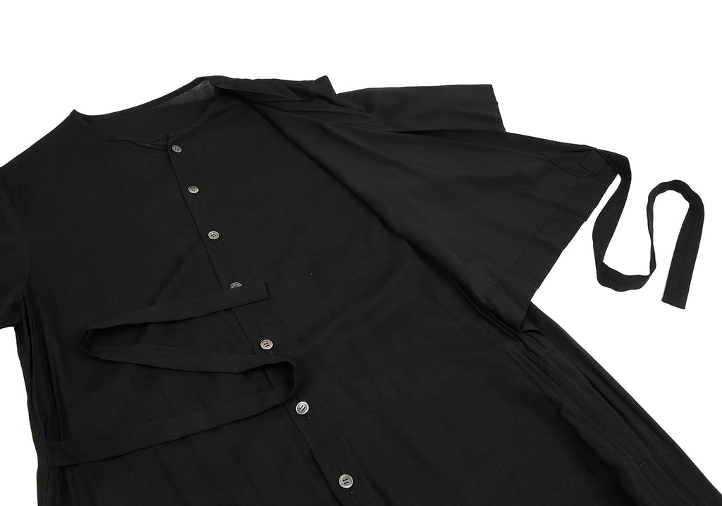 YOHJI YAMAMOTO JAPAN. Ground Y Flap Layer Rayon Black Shirt Dress