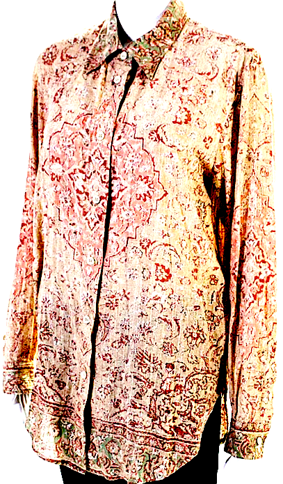 ACNE Studios SWEDEN. Brown Cotton Printed Long Sleeve Button Down Shirt