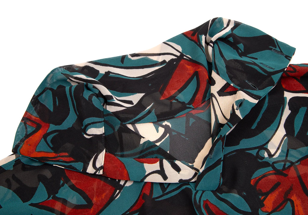 TOMORROWLAND JAPAN. collection Black, Green Abstract Printed Turtle Neck Blouse Black, Green