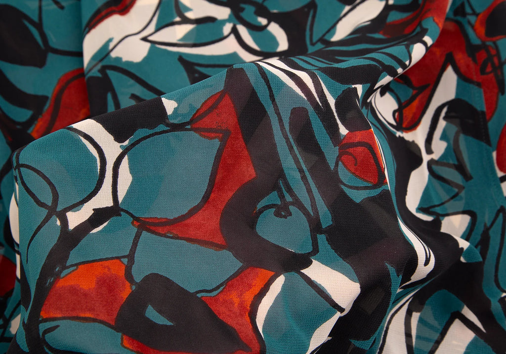 TOMORROWLAND JAPAN. collection Black, Green Abstract Printed Turtle Neck Blouse Black, Green