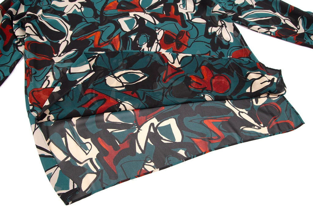 TOMORROWLAND JAPAN. collection Black, Green Abstract Printed Turtle Neck Blouse Black, Green