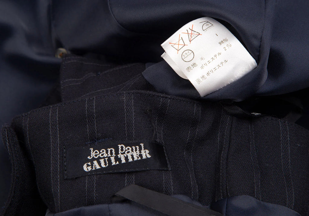 Jean-Paul GAULTIER PARIS. Navy Wool Striped Skirt