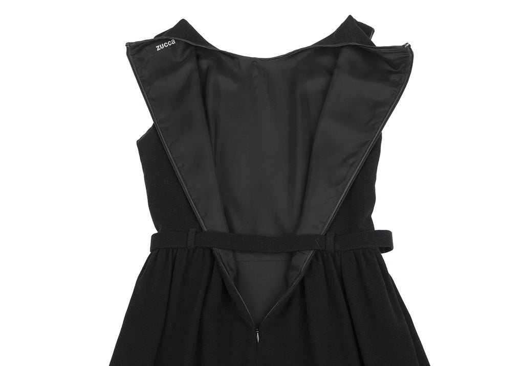 Issey Miyake Japan. Zucca. Black Cotton Rayon Sleeveless Belted Dress