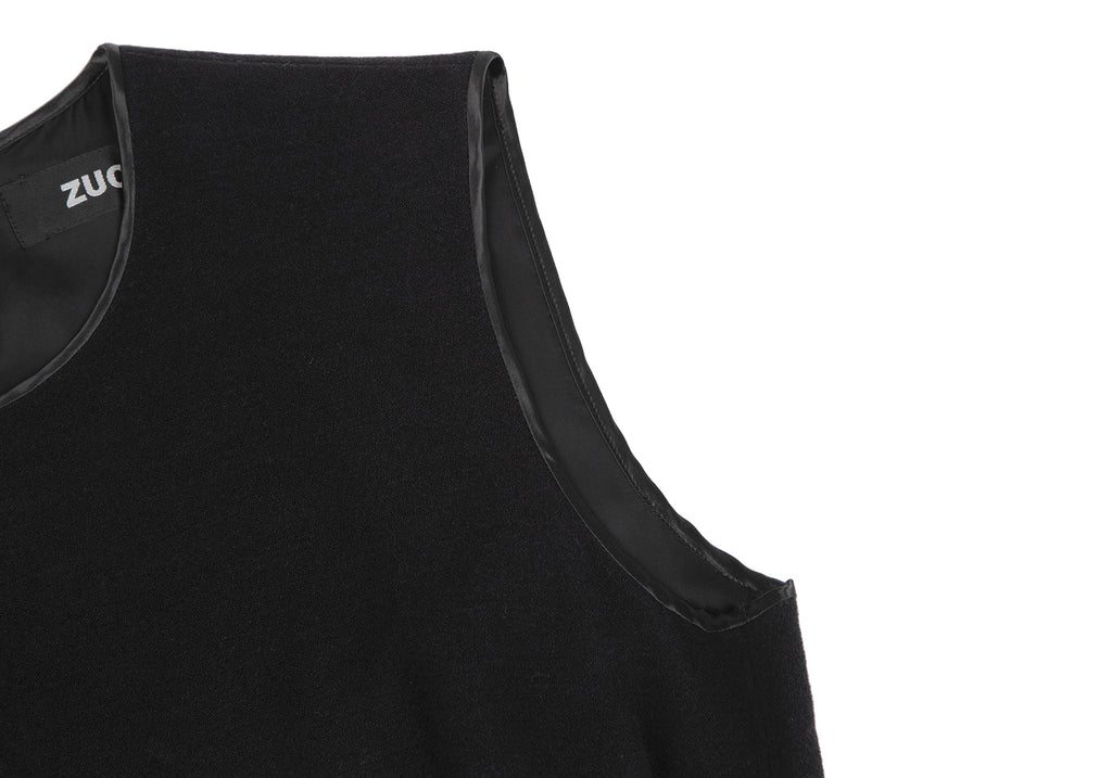 Issey Miyake Japan. Zucca. Black Cotton Rayon Sleeveless Belted Dress