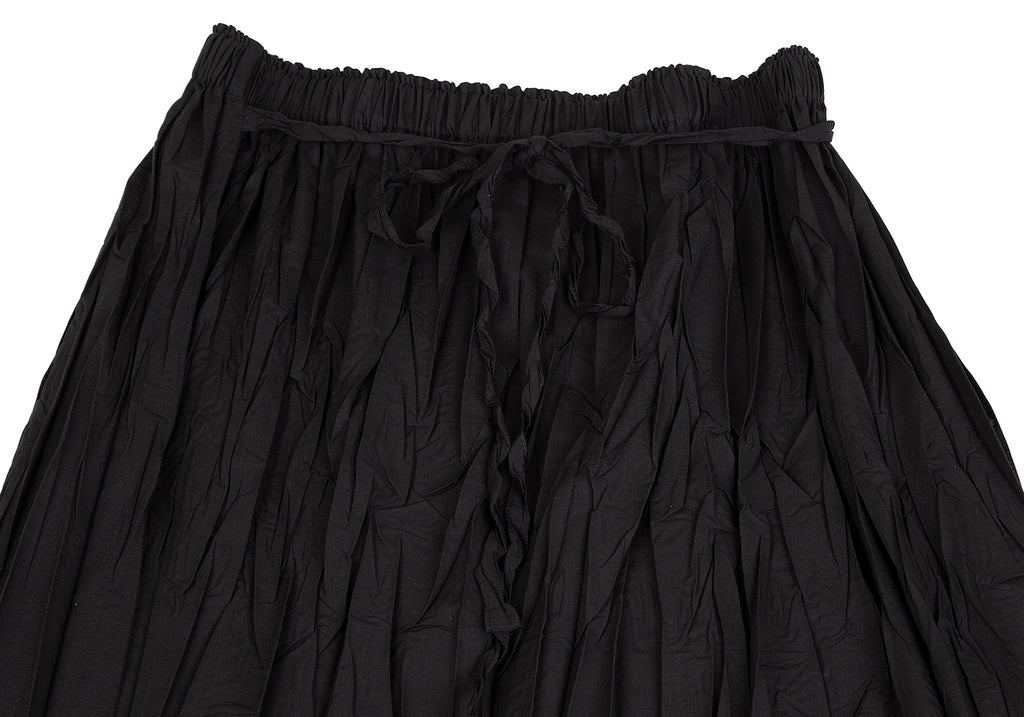 ISSEY MIYAKE JAPAN. PLEATS PLEASE Black Poly Cotton Wrinkle Pleats Skirt
