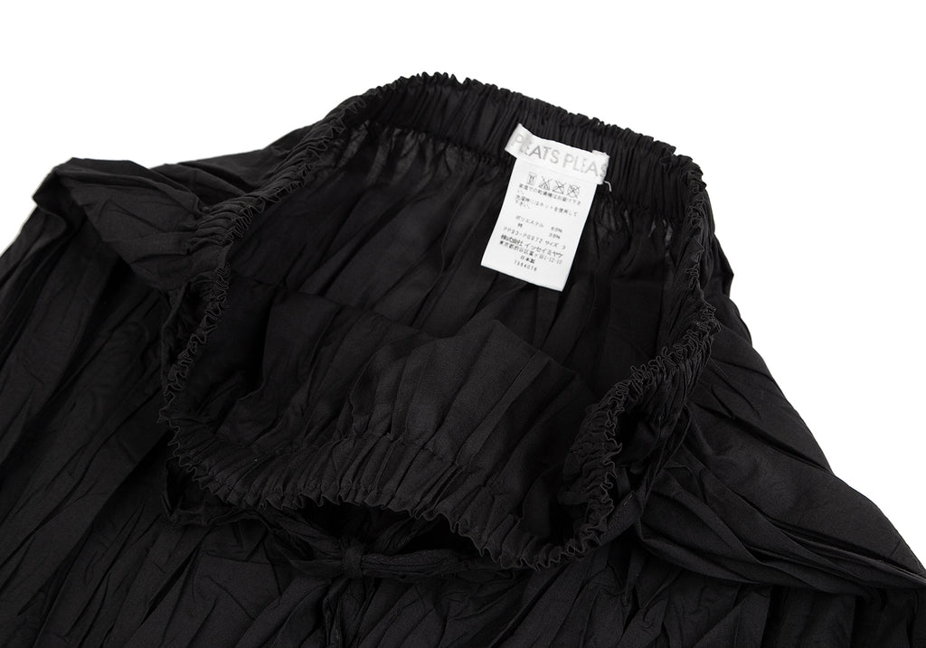 ISSEY MIYAKE JAPAN. PLEATS PLEASE Black Poly Cotton Wrinkle Pleats Skirt