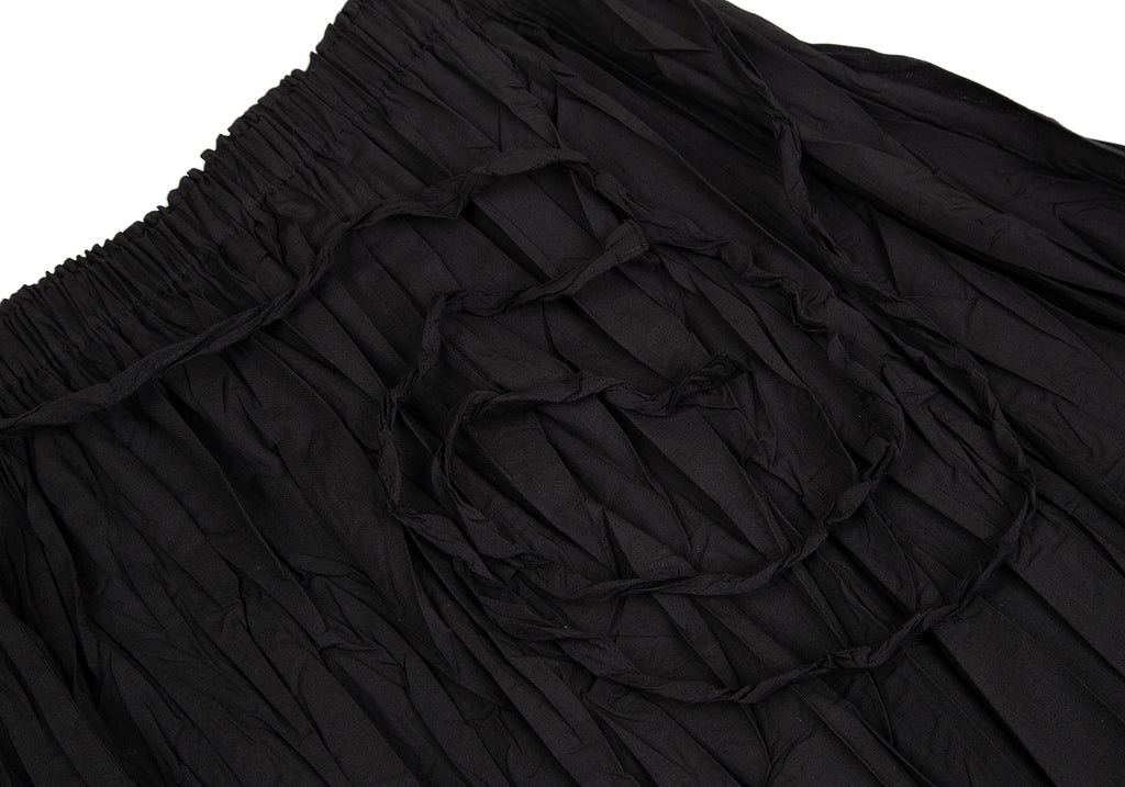 ISSEY MIYAKE JAPAN. PLEATS PLEASE Black Poly Cotton Wrinkle Pleats Skirt