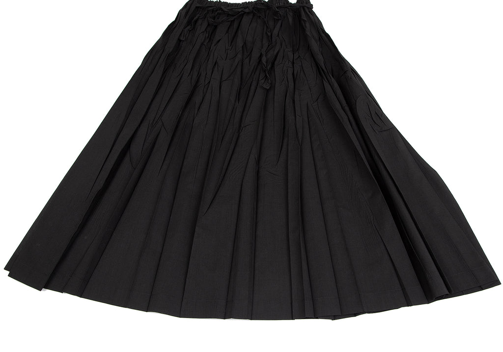 ISSEY MIYAKE JAPAN. PLEATS PLEASE Black Poly Cotton Wrinkle Pleats Skirt