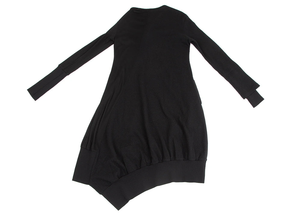 YOHJI YAMAMOTO JAPAN. Y's Black Knit Switching Asymmetry Dress