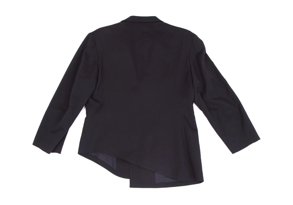 YOHJI YAMAMOTO JAPAN. Y's Wool Hem Navy Asymmetry Jacket