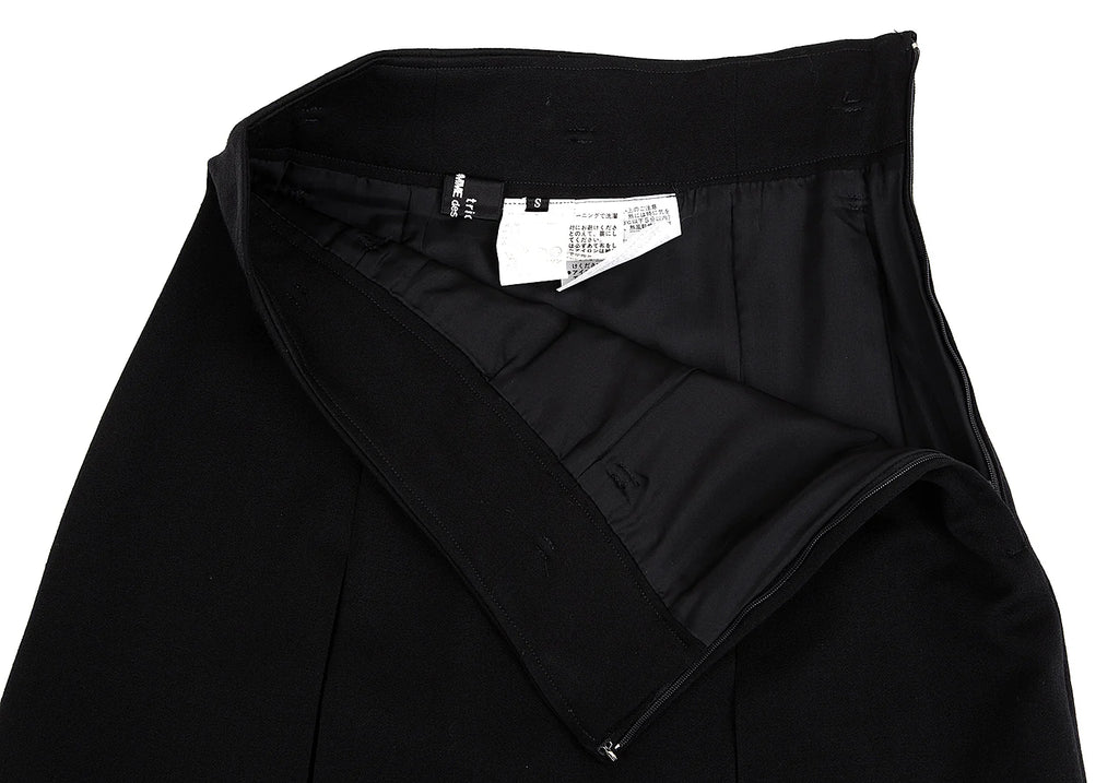 COMME des GARCONS JAPAN. TRICOT. Black High Waist Pleats Wool Skirt