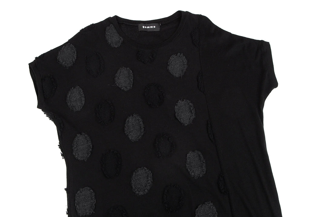 GOMME JAPAN. Black Dot Patch Knit Dress