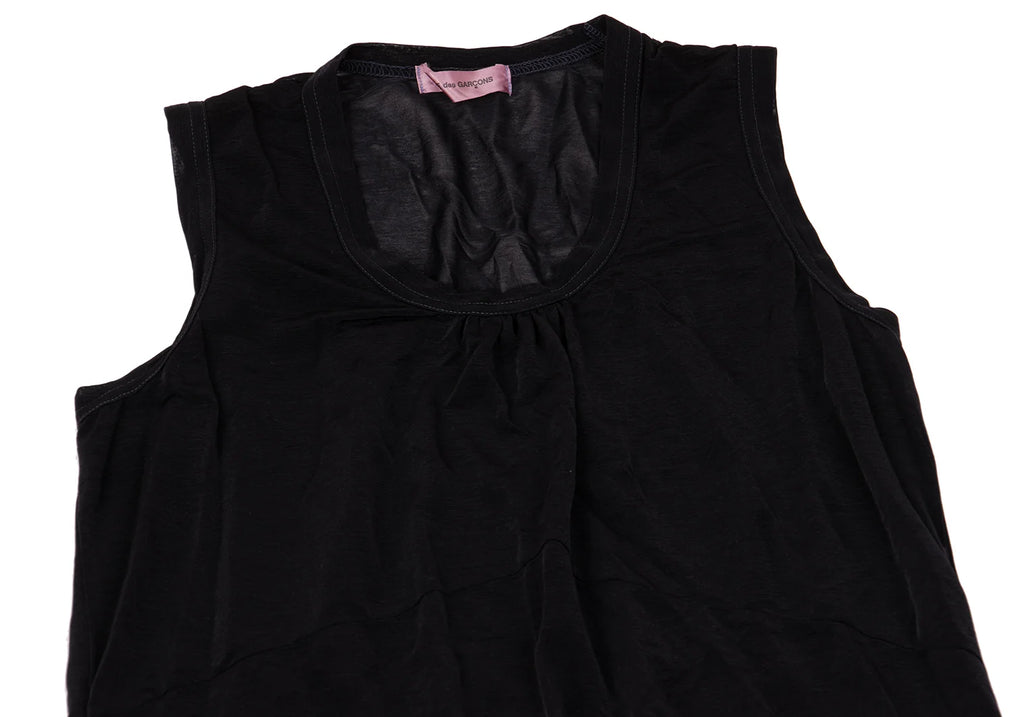 COMME des GARCONS JAPAN. Navy Dyed Semi-Sheer Sleeveless Dress