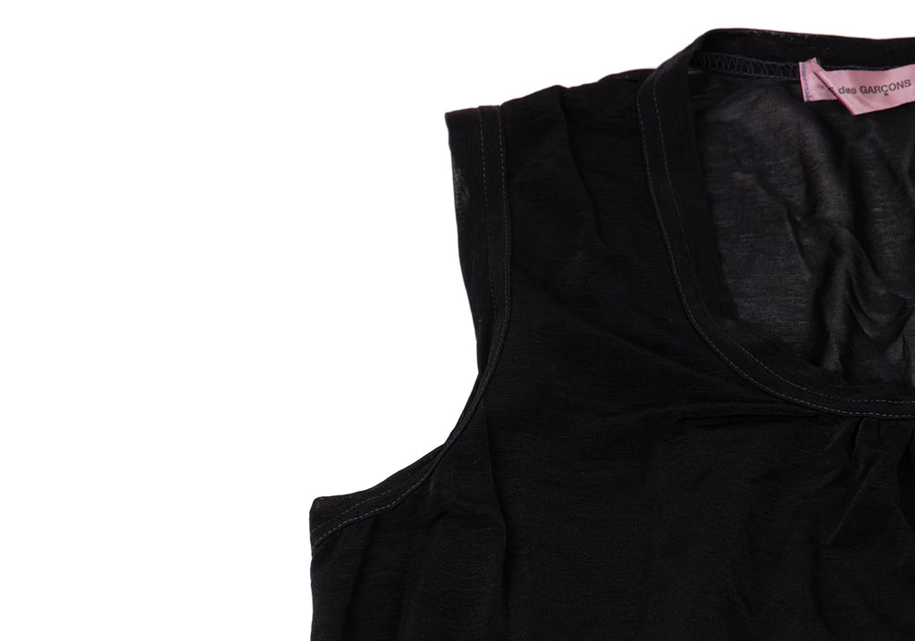 COMME des GARCONS JAPAN. Navy Dyed Semi-Sheer Sleeveless Dress