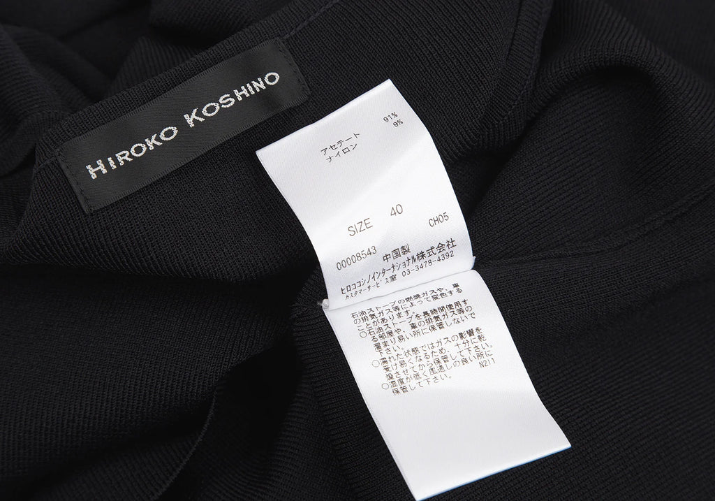 HIROKO KOSHINO JAPAN. Black Acetate Stripe Switching Knit