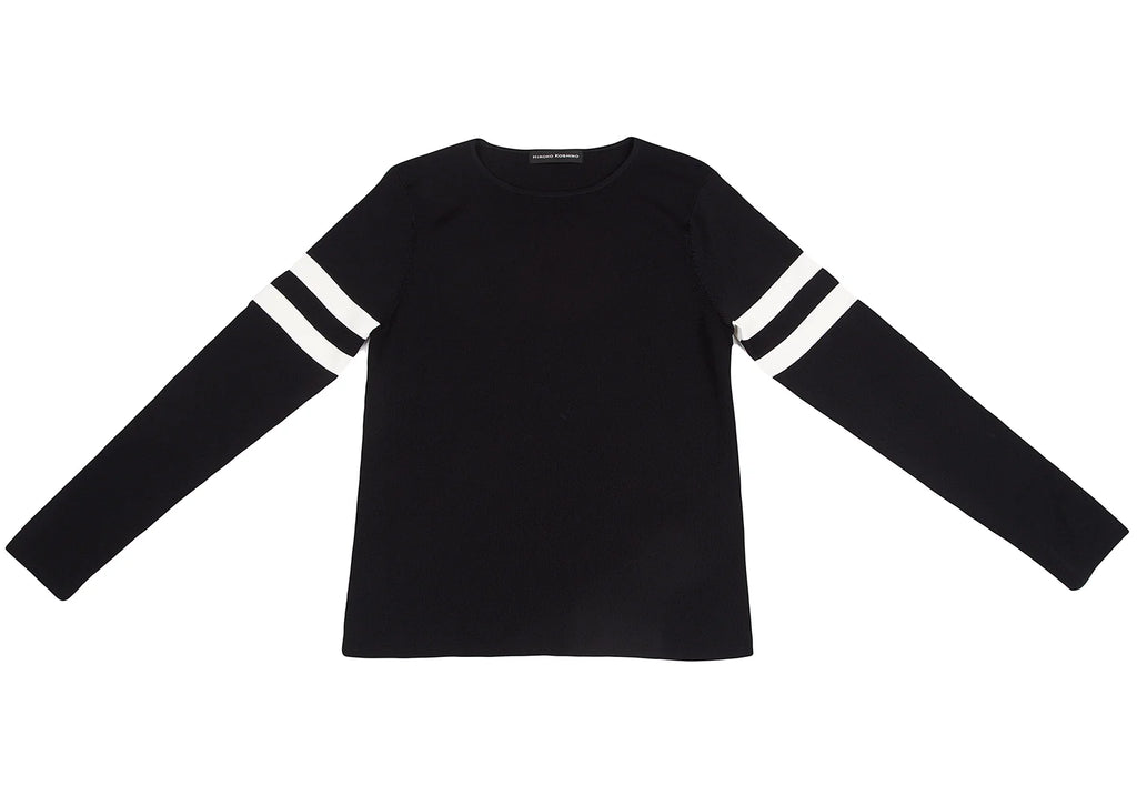 HIROKO KOSHINO JAPAN. Black Acetate Stripe Switching Knit