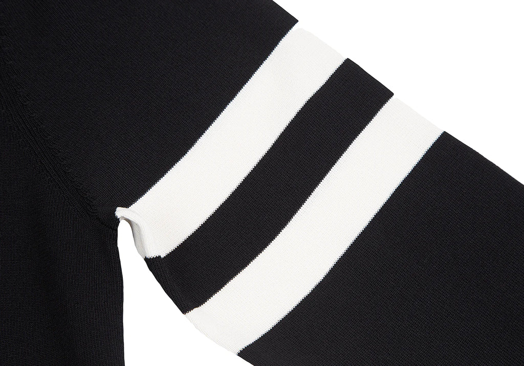 HIROKO KOSHINO JAPAN. Black Acetate Stripe Switching Knit
