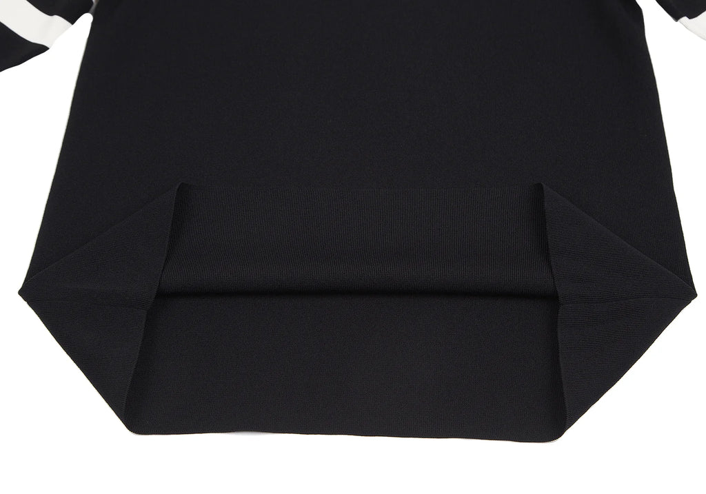 HIROKO KOSHINO JAPAN. Black Acetate Stripe Switching Knit