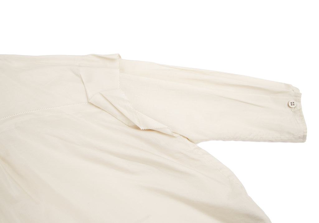 mina perhonen JAPAN. Beige/White Cotton Silk Pleated Blouse