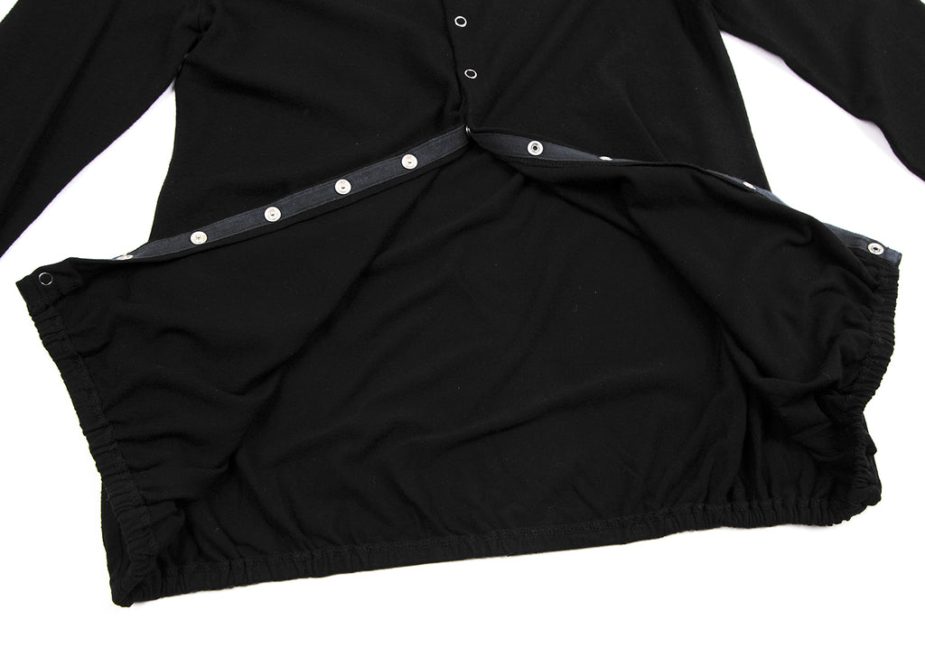 ISSEY MIYAKE JAPAN. Sunaokuwahara I.S. Black Rayon Round Collar Stretch Shirt