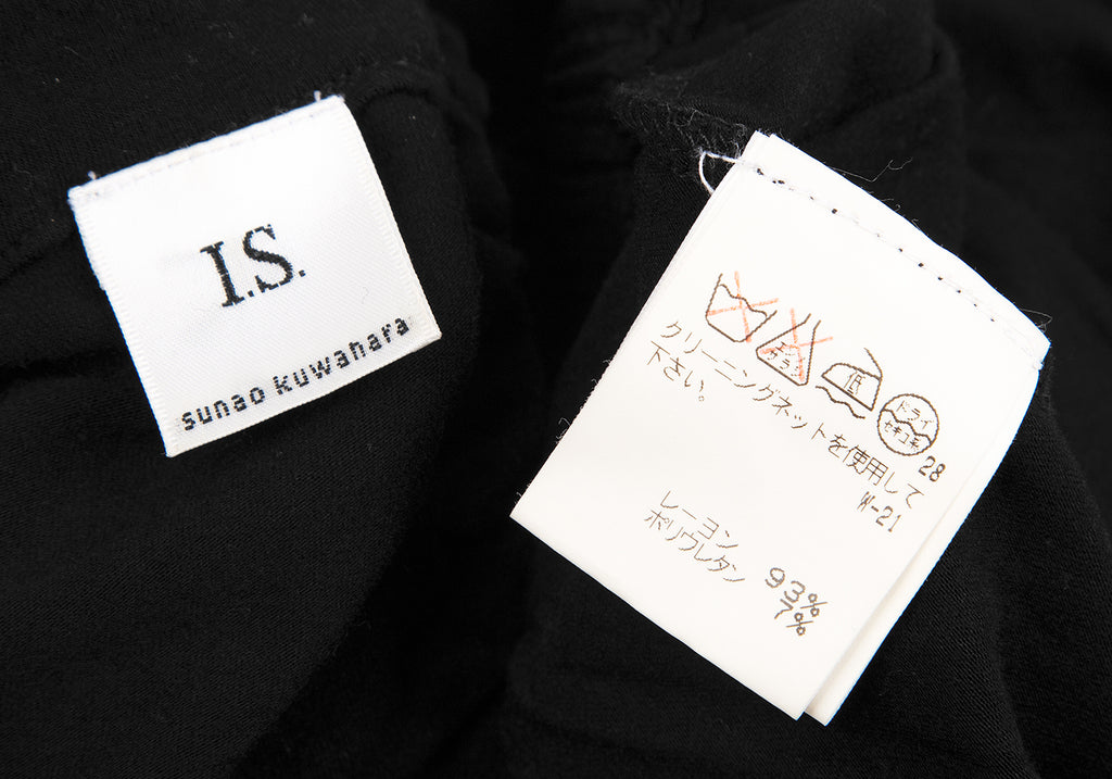 ISSEY MIYAKE JAPAN. Sunaokuwahara I.S. Black Rayon Round Collar Stretch Shirt