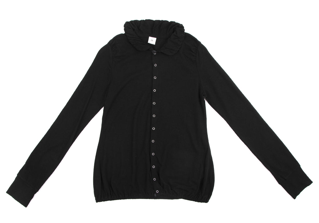 ISSEY MIYAKE JAPAN. Sunaokuwahara I.S. Black Rayon Round Collar Stretch Shirt