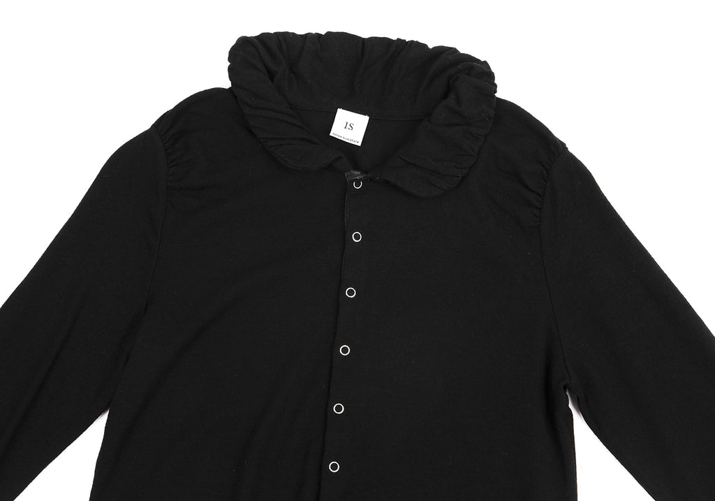 ISSEY MIYAKE JAPAN. Sunaokuwahara I.S. Black Rayon Round Collar Stretch Shirt