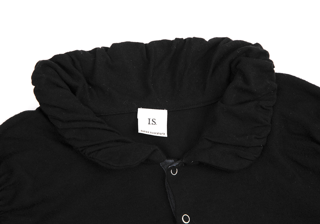 ISSEY MIYAKE JAPAN. Sunaokuwahara I.S. Black Rayon Round Collar Stretch Shirt