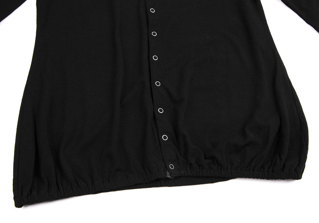 ISSEY MIYAKE JAPAN. Sunaokuwahara I.S. Black Rayon Round Collar Stretch Shirt