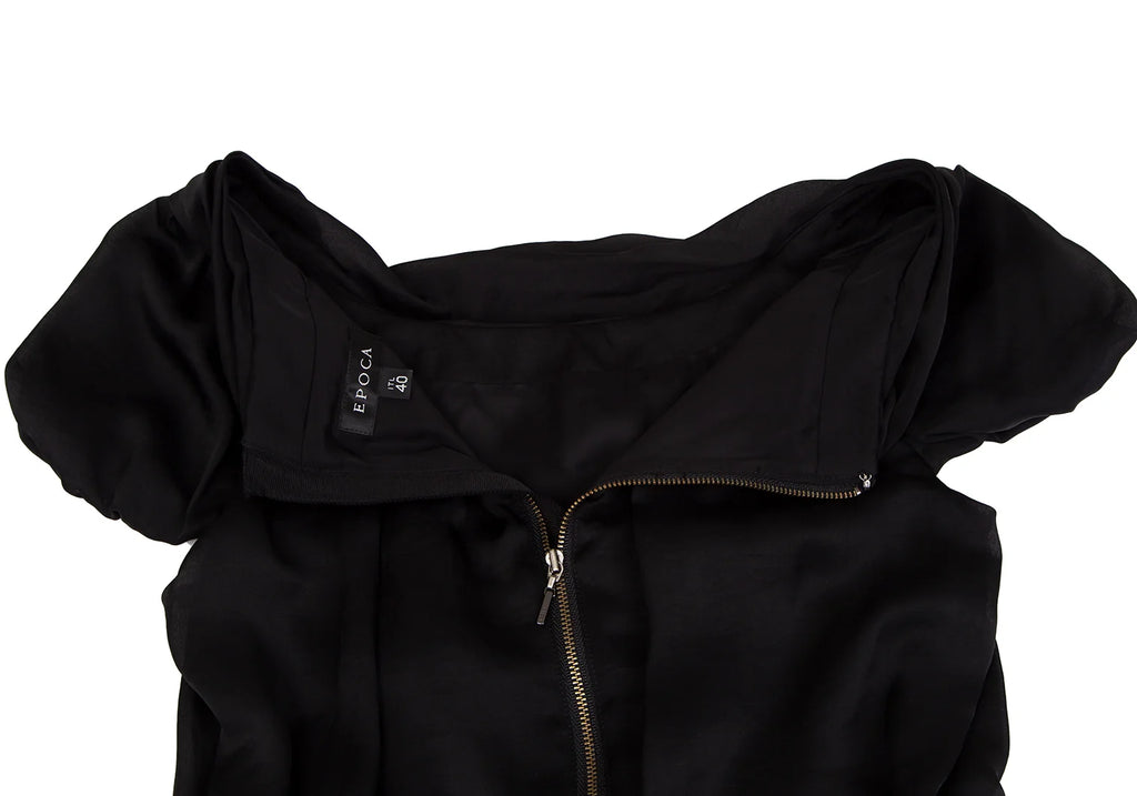 ISSEY MIYAKE JAPAN. EPOCA Black Switching Drape Neck Dress