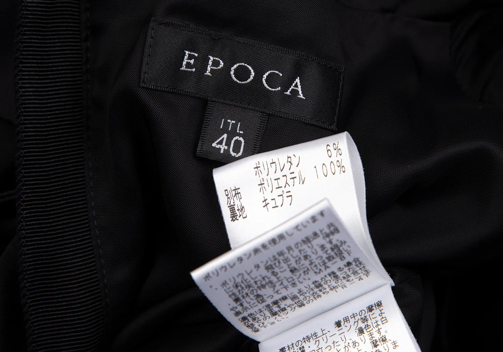 ISSEY MIYAKE JAPAN. EPOCA Black Switching Drape Neck Dress