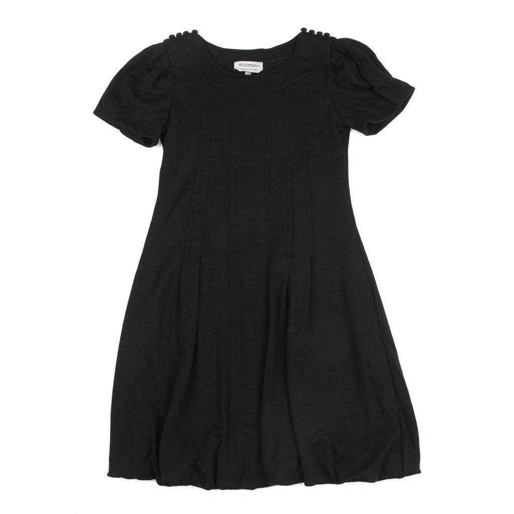 MaxMara Italy. SPORTMAX. Black Puff Sleeves Wool Dress