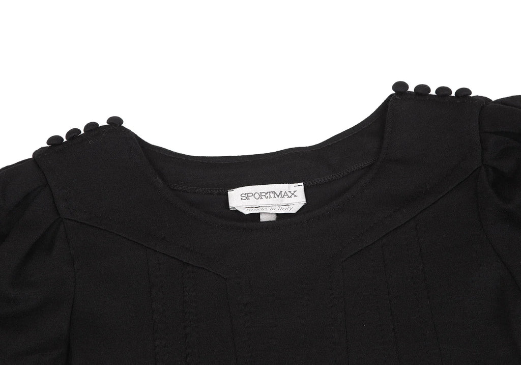 MaxMara Italy. SPORTMAX. Black Puff Sleeves Wool Dress