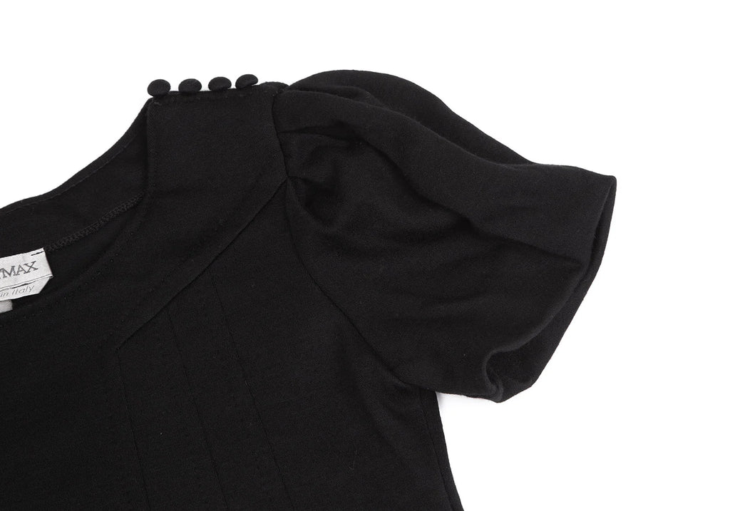 MaxMara Italy. SPORTMAX. Black Puff Sleeves Wool Dress