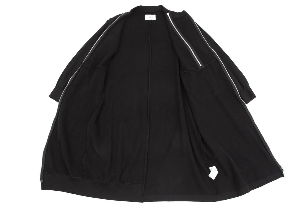 ISSEY MIYAKE JAPAN. zucca. Black Cotton Zipper Front Design Dress