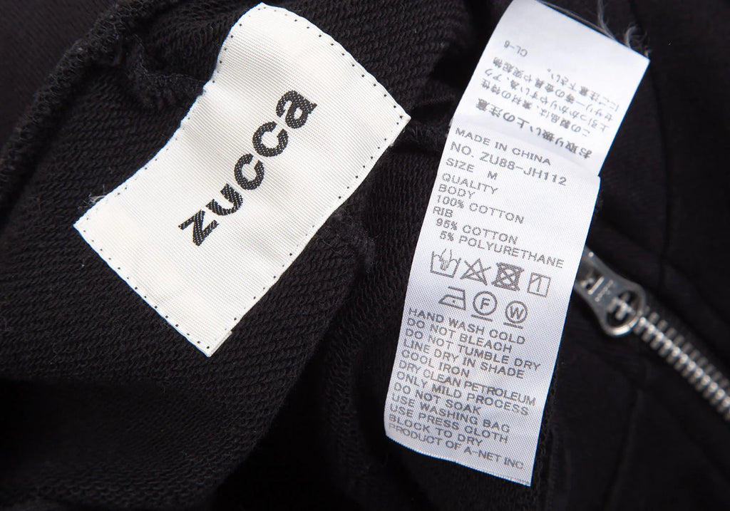 ISSEY MIYAKE JAPAN. zucca. Black Cotton Zipper Front Design Dress