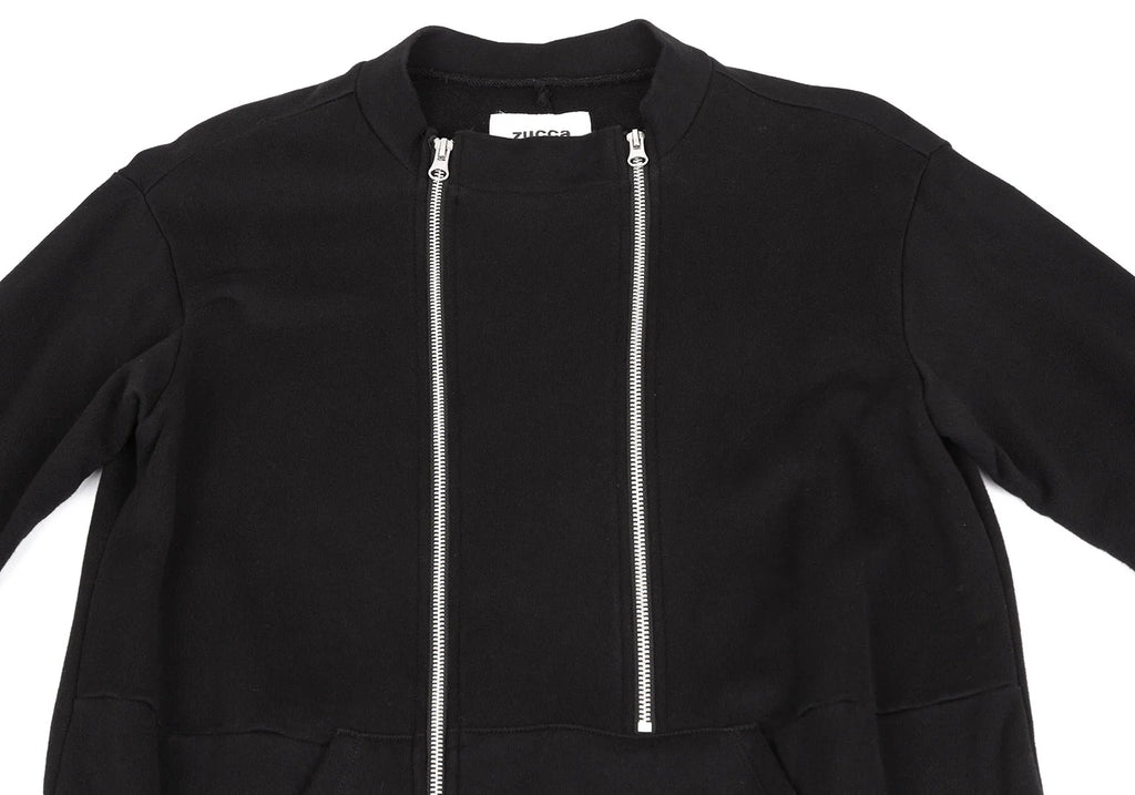 ISSEY MIYAKE JAPAN. zucca. Black Cotton Zipper Front Design Dress