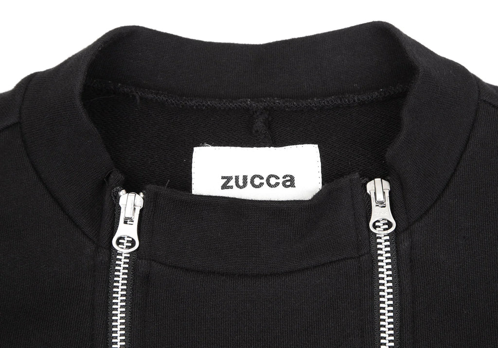 ISSEY MIYAKE JAPAN. zucca. Black Cotton Zipper Front Design Dress