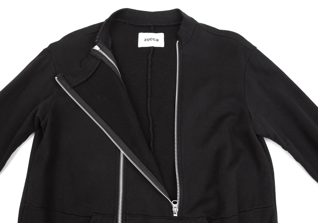 ISSEY MIYAKE JAPAN. zucca. Black Cotton Zipper Front Design Dress