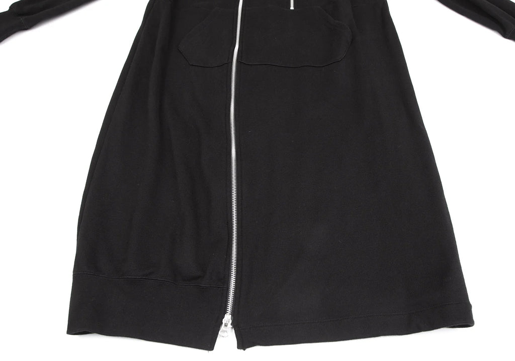 ISSEY MIYAKE JAPAN. zucca. Black Cotton Zipper Front Design Dress