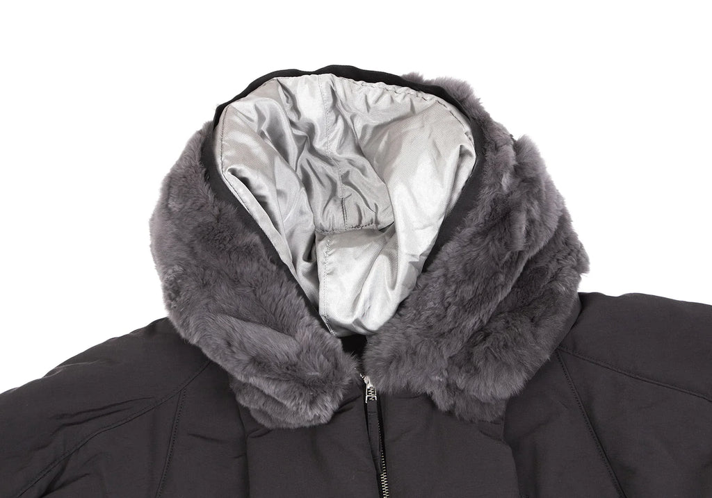 MARITHE + FRANCOIS GIRBAUD PARIS. Grey Rabbit Fur Hoodie Jacket. MANY MORE FURS AND FAUX FUR IN STORE NOW