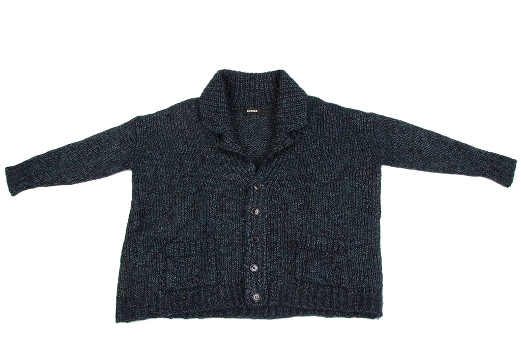 ISSEY MIYAKE JAPAN. zucca Green/Grey Wool Acrylic Low Gauge Cardigan