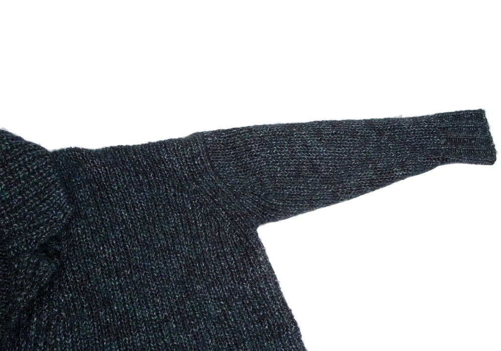 ISSEY MIYAKE JAPAN. zucca Green/Grey Wool Acrylic Low Gauge Cardigan