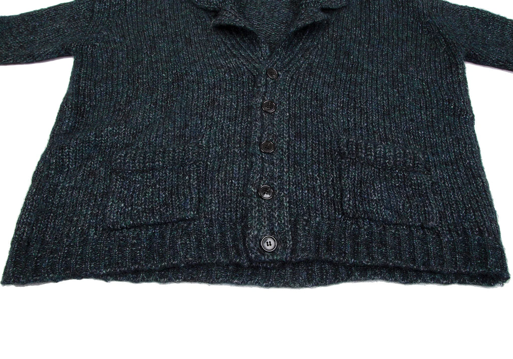 ISSEY MIYAKE JAPAN. zucca Green/Grey Wool Acrylic Low Gauge Cardigan