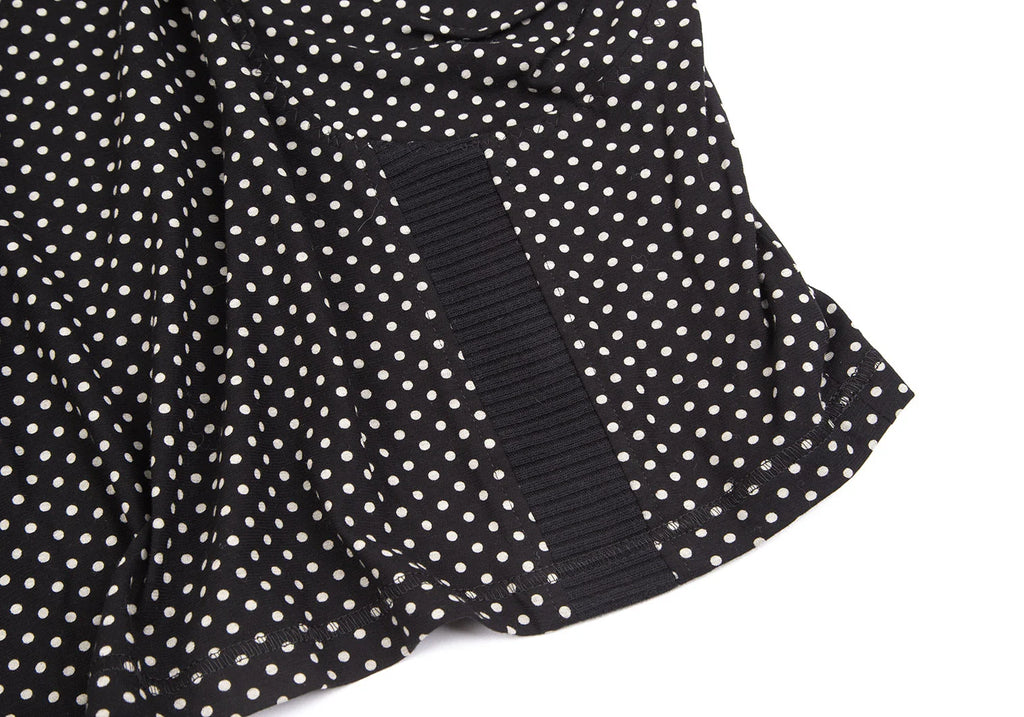SENSOUNICO JAPAN. Black Dot Printed Belted Sleeveless Dress