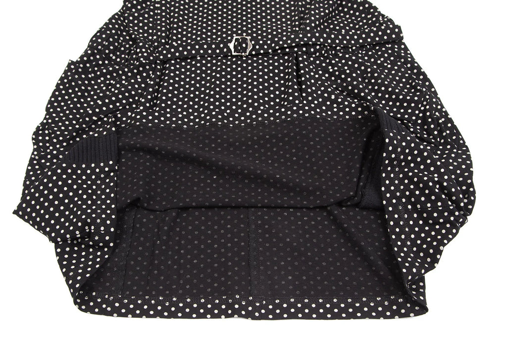 SENSOUNICO JAPAN. Black Dot Printed Belted Sleeveless Dress
