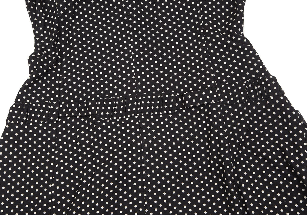 SENSOUNICO JAPAN. Black Dot Printed Belted Sleeveless Dress